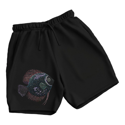trekking-hiking-gym-shorts-for-men-Wildlife-nature-design-cotton-black-martin-fish