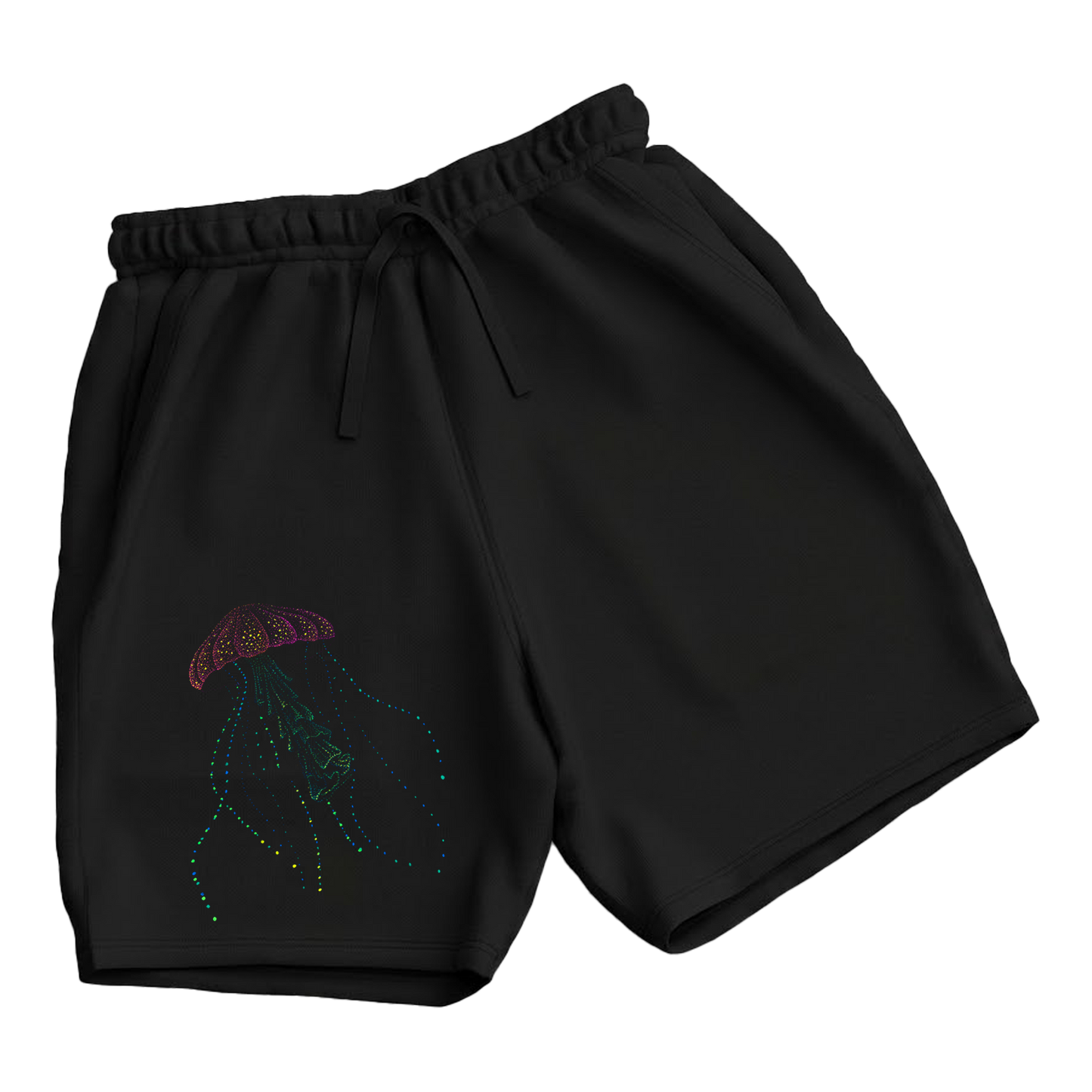trekking-hiking-gym-shorts-for-men-Wildlife-nature-design-cotton-black-najine-jellyfish