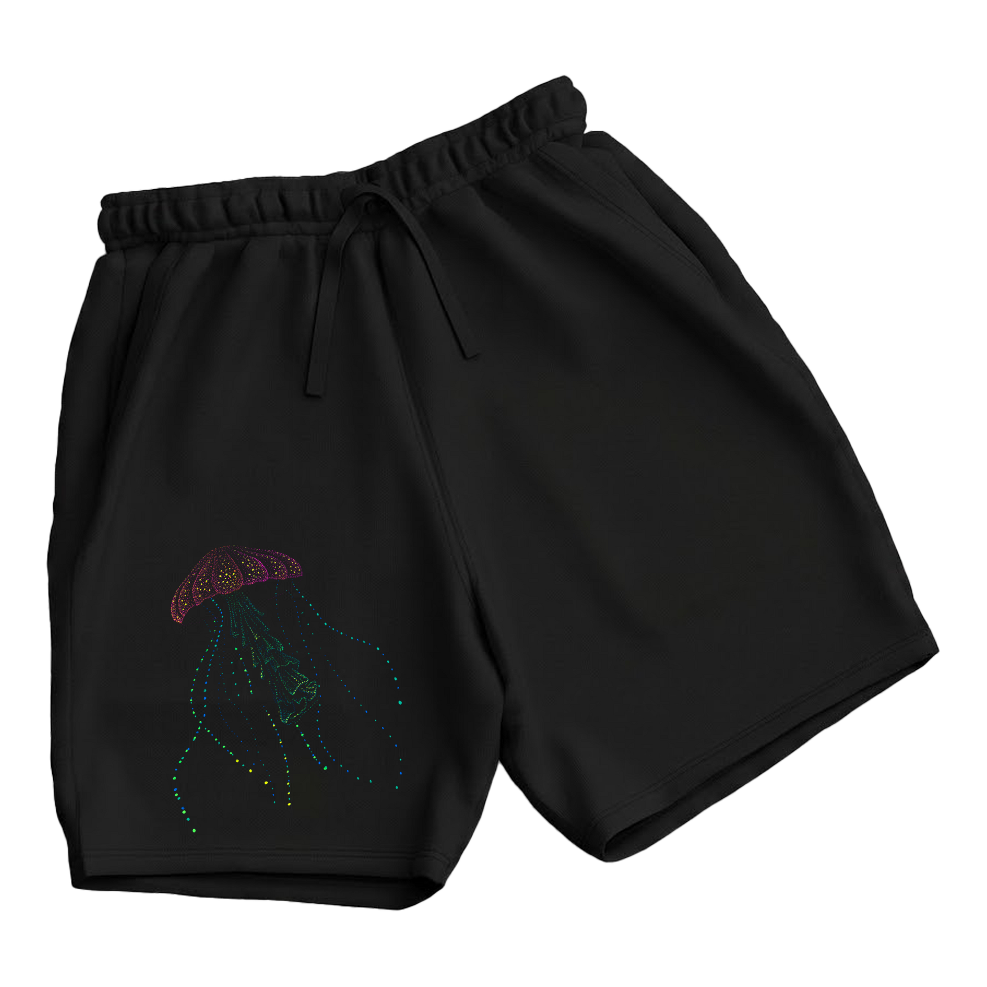 trekking-hiking-gym-shorts-for-men-Wildlife-nature-design-cotton-black-najine-jellyfish