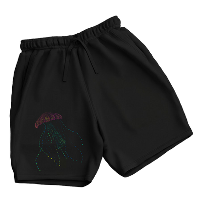 trekking-hiking-gym-shorts-for-men-Wildlife-nature-design-cotton-black-najine-jellyfish