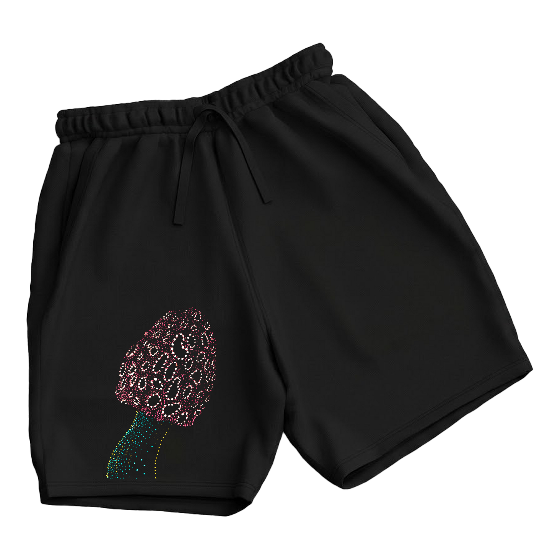 trekking-hiking-gym-shorts-for-men-Wildlife-nature-design-cotton-black-satish-mushroom