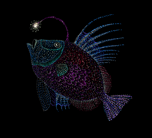 Colorful fish design on a black background
angler fish tshirt
