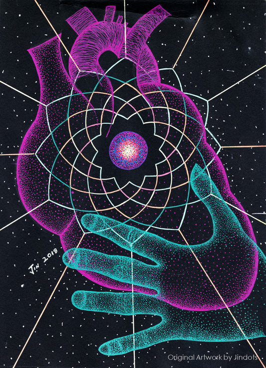 Touch my heart, Jindots, pens on paper, 2018