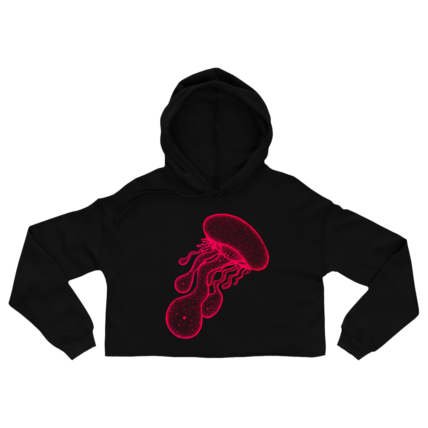 black-cropped-hoodie-for-women-wildlife-nature-red-jellyfish