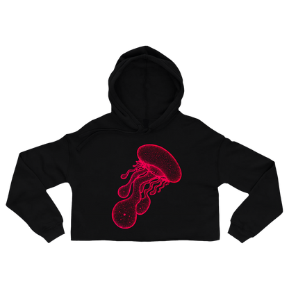 black-cropped-hoodie-for-women-wildlife-nature-red-jellyfish