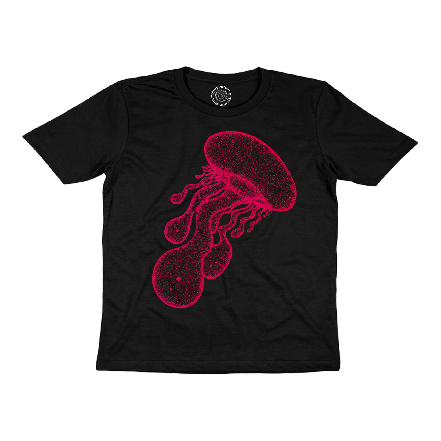 black-t-shirt-top-women-female-wildlife-nature-design-red-jellyfish