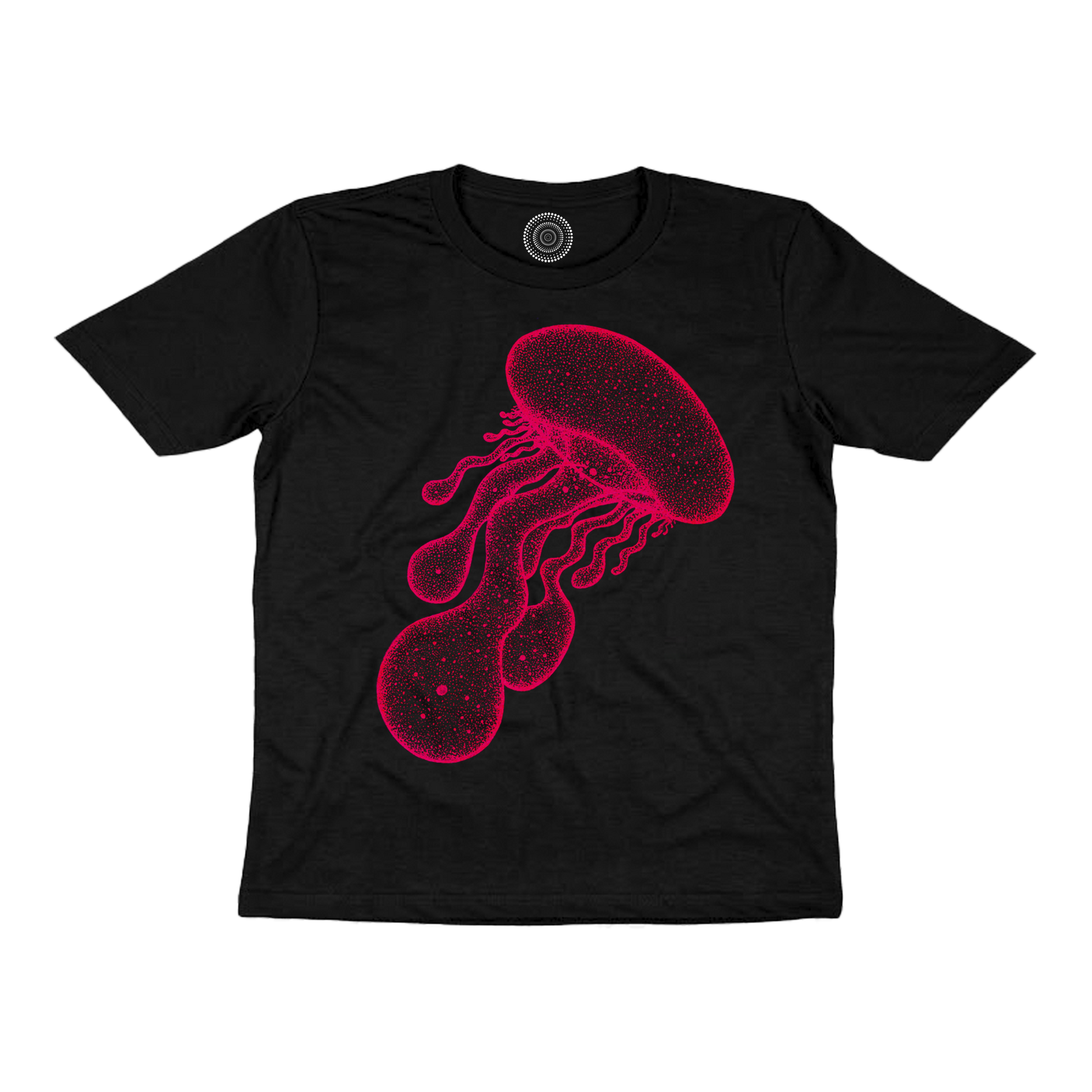 black-t-shirt-top-women-female-wildlife-nature-design-red-jellyfish