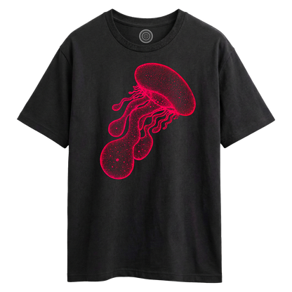Wildlife-nature-oversized-t-shirt-tee-mens-womens-unisex-black-red-jellyfish