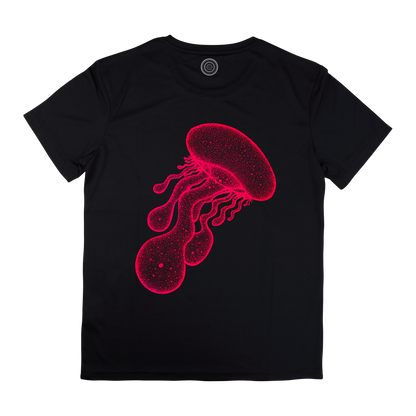 Wildlife-nature-gift-idea-tshirt-black-kids-women-red-jellyfish