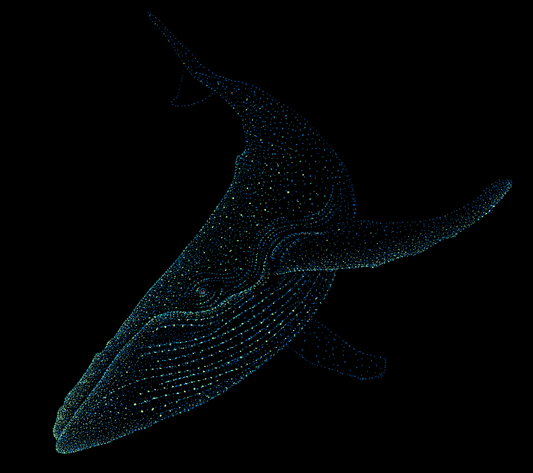a 3d whale painted in dots